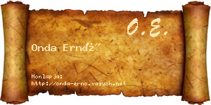Onda Ernő névjegykártya